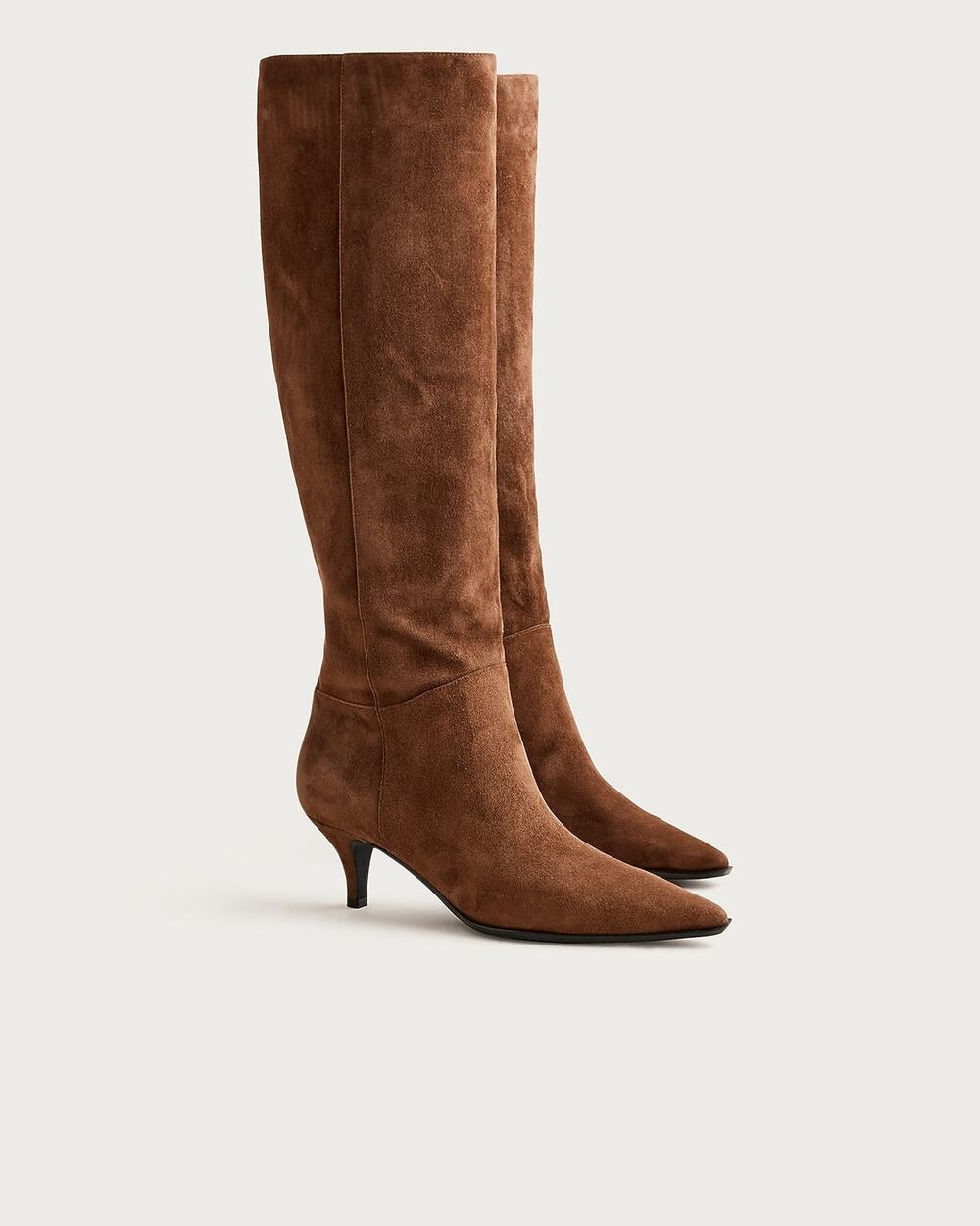 J. Crew New Stevie Suede Knee-High Boots Pointed Toe Chocolate Size 9 NWOB